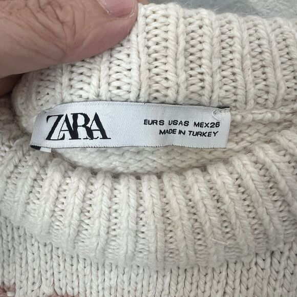 ZARA Apres Ski Oversized Jacquard Knit Snowflake Sweater Size Small - Picture 4 of 9